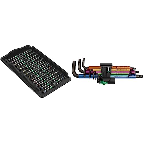 Wera 05134000001 Kraftform Micro Big Pack 1 Schraubendrehersatz, 25-teilig & 950 SPKL/9 SM N Multicolour Winkelschlüsselsatz, metrisch, BlackLaser, 9-teilig, Wera 05022089001 von Wera