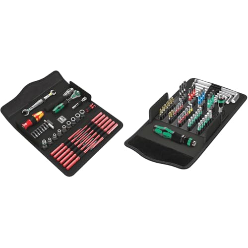 Wera 05135926001 KK W 1 Kraftform Kompakt W1 Wartung, Werkzeug-Set, 35-teilig, Schwarz, Stück & 05057460001 Werkzeug-Set, 100, 52-teilig von Wera