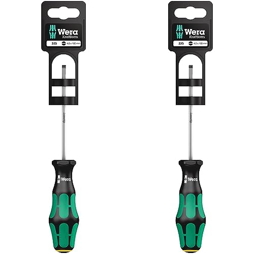 Wera 335 SB Schlitz-Schraubendreher - Elektrikerklinge, 0,8 x 4,0 x 100 mm, 05100043001 Blau (Packung mit 2) von Wera