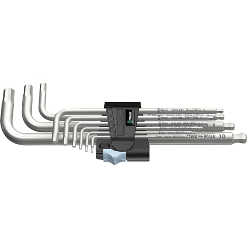 Wera 3950 PKL/9 Innen-Sechskant Winkelschraubendreher-Set 1.5 mm, 2 mm, 2.5 mm, 3 mm, 4 mm, 5 mm, 6 mm, 8 mm, 10mm 9teilig von Wera