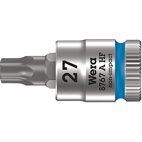 Wera 05003367001 8767 A HF Torx Zyklop Bitnuss mit 1/4“ Antrieb mit Haltefunktion, Blau, TX 27 x 28 mm von Wera