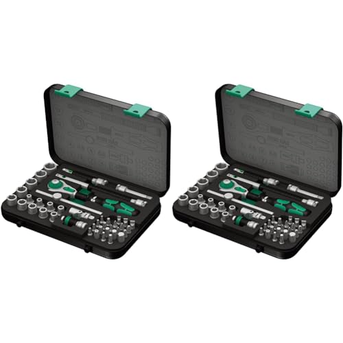 Wera 8100 SA 2 Zyklop Speed-Knarrensatz, 1/4 Zoll metrisch, Schwarz, 42-teilig, 05003533001 (Packung mit 2) von Wera