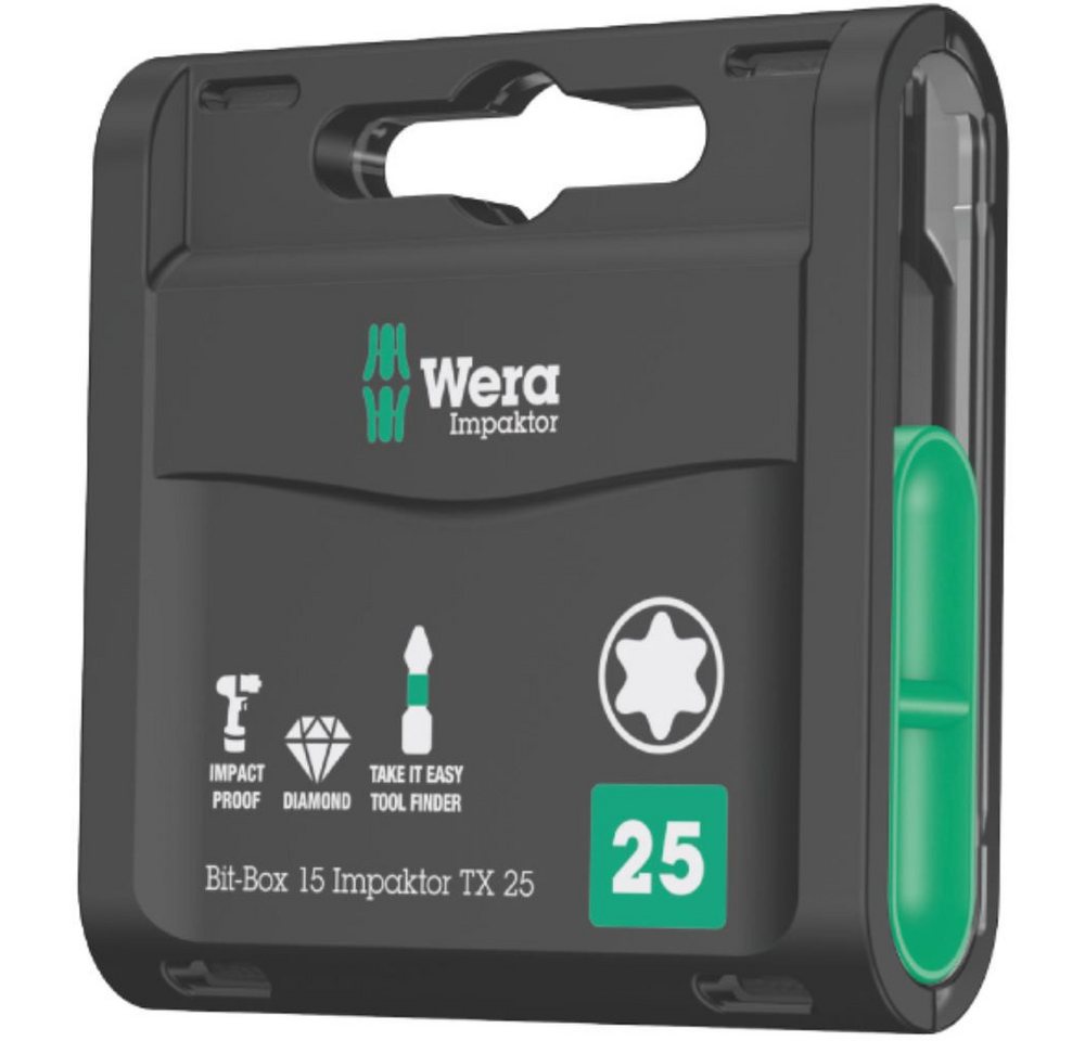 Wera Bit-Set Bit-Sortiment. Bit-Box 15 Impaktor TX 25. 15-teili von Wera