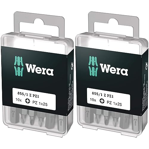 Wera Bit-Sortiment, 855/1 Z PZ 1 DIY, PZ 1 x 25 mm (10 Bits pro Box), 05072403001 (Packung mit 2) von Wera
