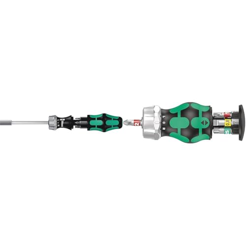 Wera Kraftform Kompakt 27 RA 1 SB, 7-teilig, 05073660001 & 05008883001 Stubby Magazin RA 1, Stubby Ratschenschraubendreher mit Bit Magazin, 6-teilig von Wera