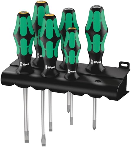 Wera 334/355/6 Rack Schraubendrehersatz Kraftform Plus Lasertip + Rack, 6-teilig, 05105656001 von Wera