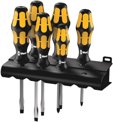 Wera Schraubendrehersatz 932 S/6 Kraftform Plus: Der Schraubmeißel + Rack, 6-teilig, 05018283001 von Wera