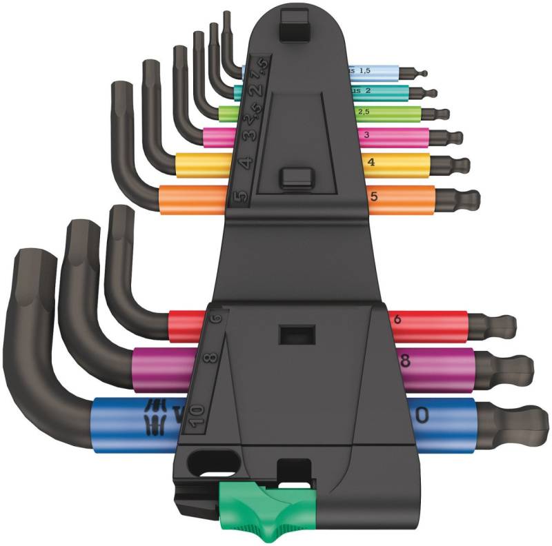 Wera Winkelschlüssel-Satz 950/9 Hex-Plus Multicolour 2 BlackLaser 9-teilig von Wera