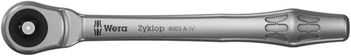 Wera 05004003001 8003 A Zyklop Metal-Knarre mit Durchsteckvierkant mit 1/4Zoll-Antrieb, 1/4 Zoll x 141.0 mm von Wera