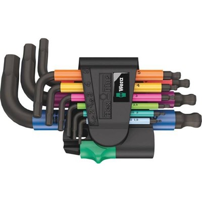 Winkelschlüsselsatz, 950/9 Hex-Plus Multicolour 2 metrisch, BlackLaser, 9-teilig von Wera
