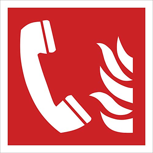 Brandmeldetelefon Brandschutzzeichen Symbol Aufkleber Nachleuchtend ASR A1.3 200 x 200 mm von Werbepunkt.
