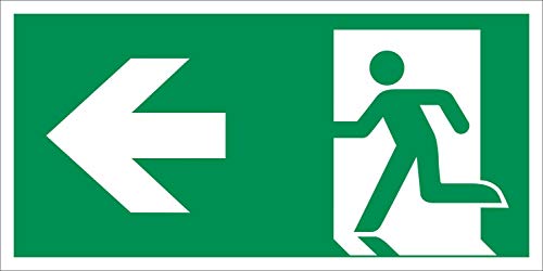 Links Fluchtwegschild Rettungswegschild Aufkleber Nachleuchtend ASR A1.3 300 x 150 mm von WERBEPUNKT.