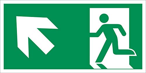 Links aufwärts Fluchtwegschild Rettungswegschild Aufkleber Nachleuchtend ASR A1.3 400 x 200 mm von WERBEPUNKT.
