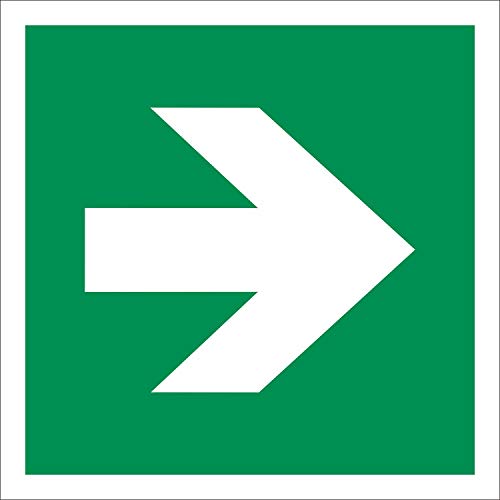 Pfeil 90° Rettungszeichen Rettungswegschild Aufkleber Nachleuchtend ASR A1.3 400 x 400 mm von Werbepunkt.
