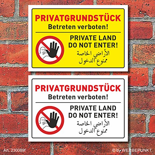 Verbotsschild Betreten verboten arabisch - Weiß, 450 x 300 mm von Werbepunkt.