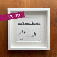 Skyline Köln/Vögel Auf Leinen Kieselsteinbild Skyline Köln/Vögel Auf Leinen Kieselsteinbild von Werbeschneckenart