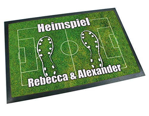 Unikatolo Fußmatte Fußball Name oder Wunschtext (50 x 35 cm) Fußballfeld, Fußballfan, Sportverein, WM … von Unikatolo