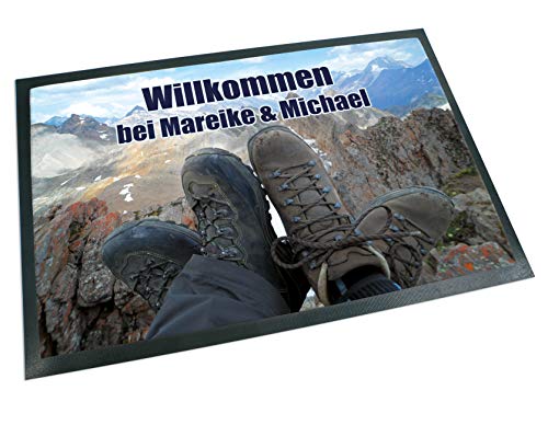 Unikatolo Fußmatte Wanderslust Name oder Wunschtext Bergsteiger, Der Berg Ruft, Wandern, Teppich (60 x 40 cm) von Unikatolo