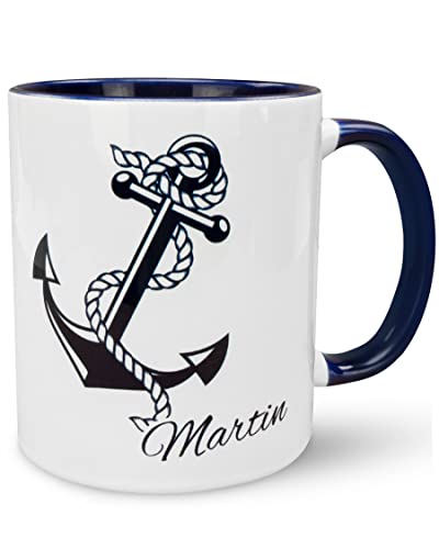 Werbetreff Gera Keramiktasse mit Name & Motiv Anker - Bedruckt & Personalisiert - Maritim-Tasse - Geschenk-Idee - Kapitän, Kreuzfahrt, Meer von Unikatolo