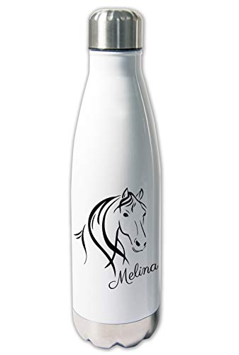 Thermoskanne mit Name Pferd, Thermosflasche warm und kalt, Geschenk Reiten, Trinkflasche Reiterhof, Mädchen, Frauen von Unikatolo