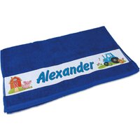 Badetuch, Blau Mit Name Und Traktor Bedruckt Badetuch, Blau Mit Name Und Traktor Bedruckt von WerbetreffGera