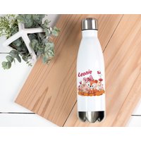 Thermosflasche Mit Name Fuchs Mädchen, Trinkflasche Für Kinder Zum Schulanfang, Kita, Rosa, Orange, Pink von WerbetreffGera