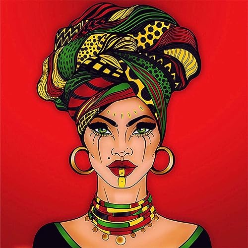 Wergund Diamond Painting Afrikanische Frau, Diamant Painting Bilder afrikanisch, DIY Cross Stickerei Malerei Kits,Wohnzimmer Schlafzimmer Büro Wand Und Eingang Dekoration（30x30cm）-125 von Wergund