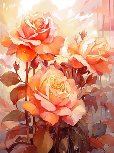 Wergund Diamond Painting Blume, Diamant Painting Bilder Anlage, DIY Cross Stickerei Malerei Kits,Wohnzimmer Schlafzimmer Büro Wand Und Eingang Dekoration（30x40cm）-64 von Wergund