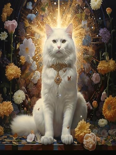 Wergund Diamond Painting Katze, Diamant Painting Bilder Tier, DIY Cross Stickerei Malerei Kits,Wohnzimmer Schlafzimmer Büro Wand Und Eingang Dekoration（30x40cm）-27 von Wergund