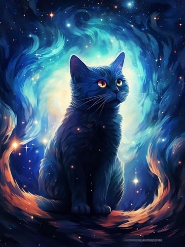 Wergund Diamond Painting Katze, Diamant Painting Bilder Tier, DIY Cross Stickerei Malerei Kits,Wohnzimmer Schlafzimmer Büro Wand Und Eingang Dekoration（30x40cm）-29 von Wergund