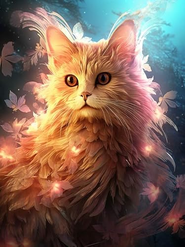 Wergund Diamond Painting Katze, Diamant Painting Bilder Tier, DIY Cross Stickerei Malerei Kits,Wohnzimmer Schlafzimmer Büro Wand Und Eingang Dekoration（30x40cm）-34 von Wergund