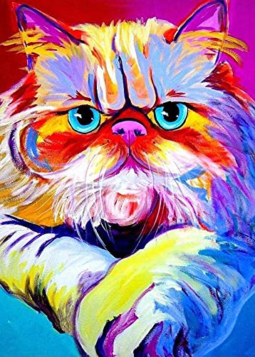 Wergund Diamond Painting Katze, Diamant Painting Bilder Tiere, DIY Cross Stickerei Malerei Kits,Wohnzimmer Schlafzimmer Büro Wand Und Eingang Dekoration-30x40cm… von Wergund