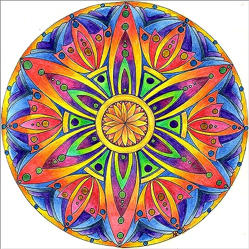 Wergund Diamond Painting Mandala-Blume, Diamant Painting Bilder Blume, DIY Cross Stickerei Malerei Kits,Wohnzimmer Schlafzimmer Büro Wand Und Eingang Dekoration（30x30cm）-115 von Wergund