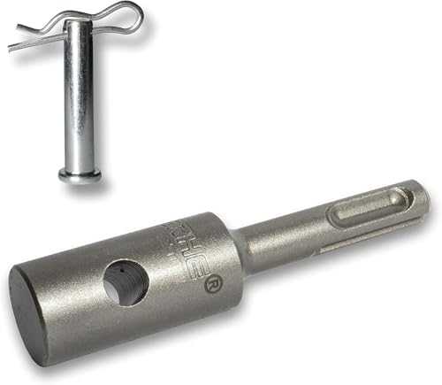 WERHE Profi Adapter für Erdbohrer passend für SDS Plus Bohrmaschine Akkubohrmaschine Akkuschrauber Pfahlbohrer Mit Bolzen aus hochwertigem Federstahl von WERHE