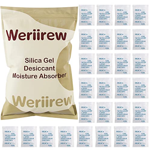 Weriirew 200 Packungen Silica Gel Beutel für die Aufbewahrung von Lebensmitteln, Silica Gel Sachets Trockenmittel in Lebensmittelqualität, Feuchtigkeitsabsorber-Luftentfeuchter von Weriirew