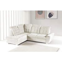 WERK2 Ecksofa "Brindisi, Multifunktion, bequem & komfortabel, Breite 263cm, L-Form", mit verstellbaren Kopfteilen, Bettfunktion & Bettkasten von Werk2