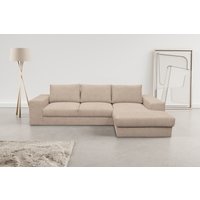 WERK2 Ecksofa "Rozzana Design Ecksofa mit hohem Komfort, zeitlos & elegant, L-Form,", in kuschelweichen Trendstoffen Cord, Breitcord und Plüsch von Werk2