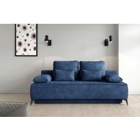 WERK2 Schlafsofa "Indira Samtvelour Boucle Bezug, Breite 206cm, Liegefläche 202/145cm," 2-Sitzer Sofa & Schlafcouch mit Bettkasten von Werk2