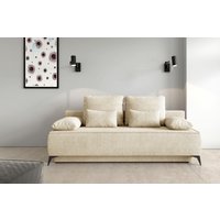 WERK2 Schlafsofa "Indira Samtvelour Boucle Bezug, Breite 206cm, Liegefläche 202/145cm," 2-Sitzer Sofa & Schlafcouch mit Bettkasten von Werk2