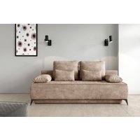 WERK2 Schlafsofa "Indira Samtvelour Boucle Bezug, Breite 206cm, Liegefläche 202/145cm," 2-Sitzer Sofa & Schlafcouch mit Bettkasten von Werk2