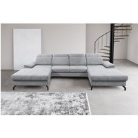WERK2 Wohnlandschaft "Slavio U-Form", Modernes U-Sofa mit Schlaffunktion, Bettkasten, Kopfteile verstellbar von Werk2