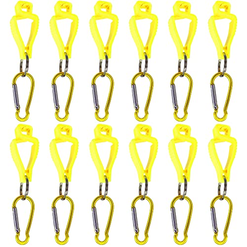 WerkWeit Handschuhhalter, 12 Stück Handschuh Clip, Handschuh Halter Rutschfeste Handschuhalterung mit Karabiner, Sicherheitsarbeitsclips Handschuh Grabber Halter für Masken Brille Kleiderbügel (Gelb) von WerkWeit