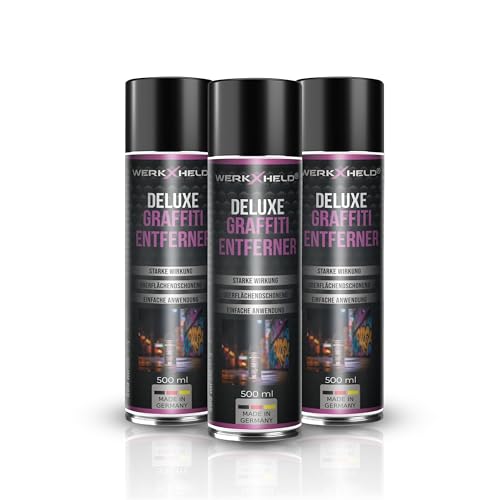 3x WerkXheld Graffiti Entferner Spray 500 ml - Effektiver Graffitilöser & Lackentferner - Farblöser, Farbentferner, Lacklöser & Lasurlöser Abbeizmittel - Made in Germany von WerkXheld