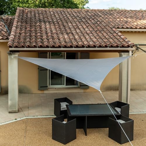 WerkaPro 11122 Durchbrochene Schattenleinwand 160g/m² Dreieckstuch Polyester 5x5x5m Taupe für Balkon, Terrasse und Garten von Werkapro