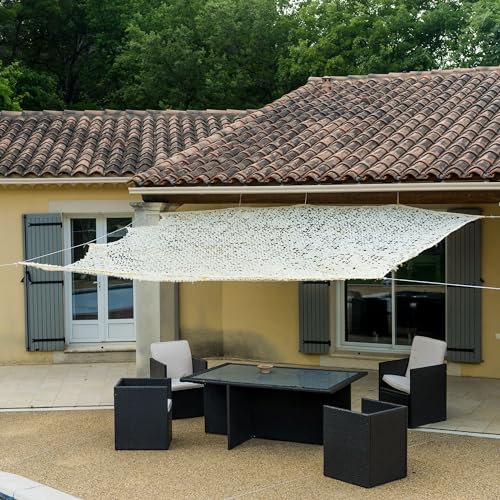 WerkaPro 10795 Sonnensegel mit Schlitzen, 120 g/m², Polyester, rechteckig, 3 x 4 m, Beige für Balkon, Terrasse und Garten von Werkapro