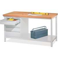 PAVOY Werkbank mit Schubladenblock, HxBxT 900 x 2.000 x 700 mm, anthrazitgrau, enzianblau von Pavoy