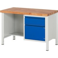 RAU Werkbank Serie 8000, 1 Ablageboden, 1 Flügeltür, HxBxT 840 x 1.250 x 700 mm, 1 x 90%-Auszug-Schublade, Griffleiste von RAU