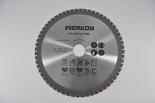 Multi Kreissägeblatt Metall Stahl Alu Holz Kunststoff 210x30mm 60Z Multi Kreissägeblatt Metall Stahl Alu Holz Kunststoff 210x30mm 60Z von WERKON