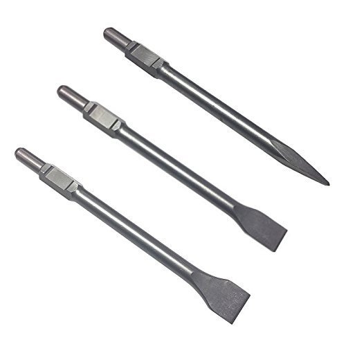 Profi SDS HEX Meißel Set 3 tlg. 35, 50 x 410 mm Flachmeißel Spatmeißel Spitzmeißel Sechskant-Aufnahme 30 mm Flach Spat Spitz für Abbruchhammer von WERKON