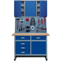 Werkstatt-Set Meran 3-teilig, Hängeschrank + Werkbank + Lochwand, Breite 1.200 mm, rot von Jungheinrich PROFISHOP